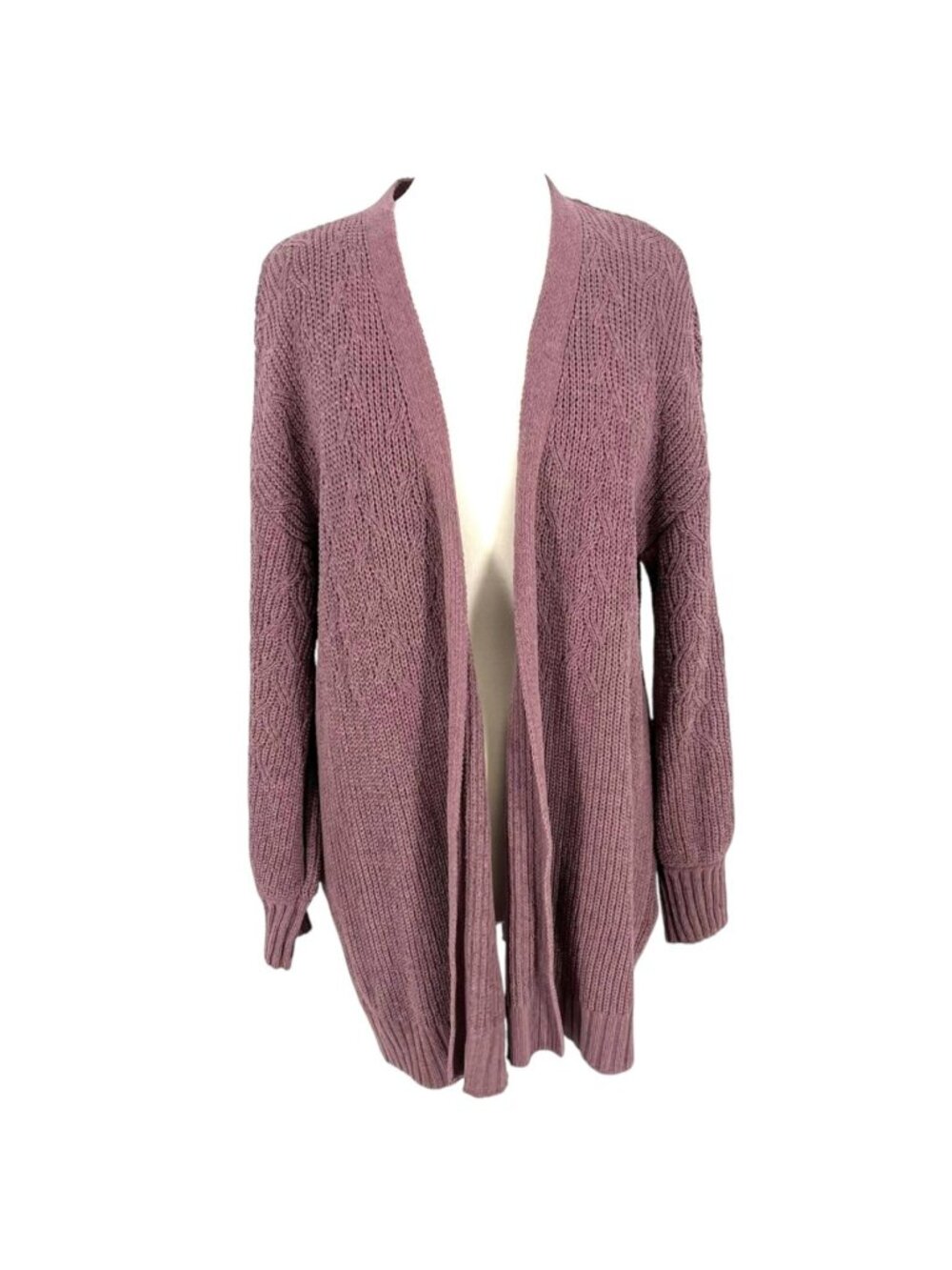 Margeaux & Ellie Chenille Open Front Cardigan Sweater Purple Size Large